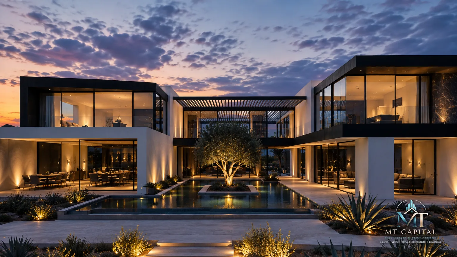 MT Capital Real Estate & Development casa residencial moderna de lujo con alberca infinita en Baja California.